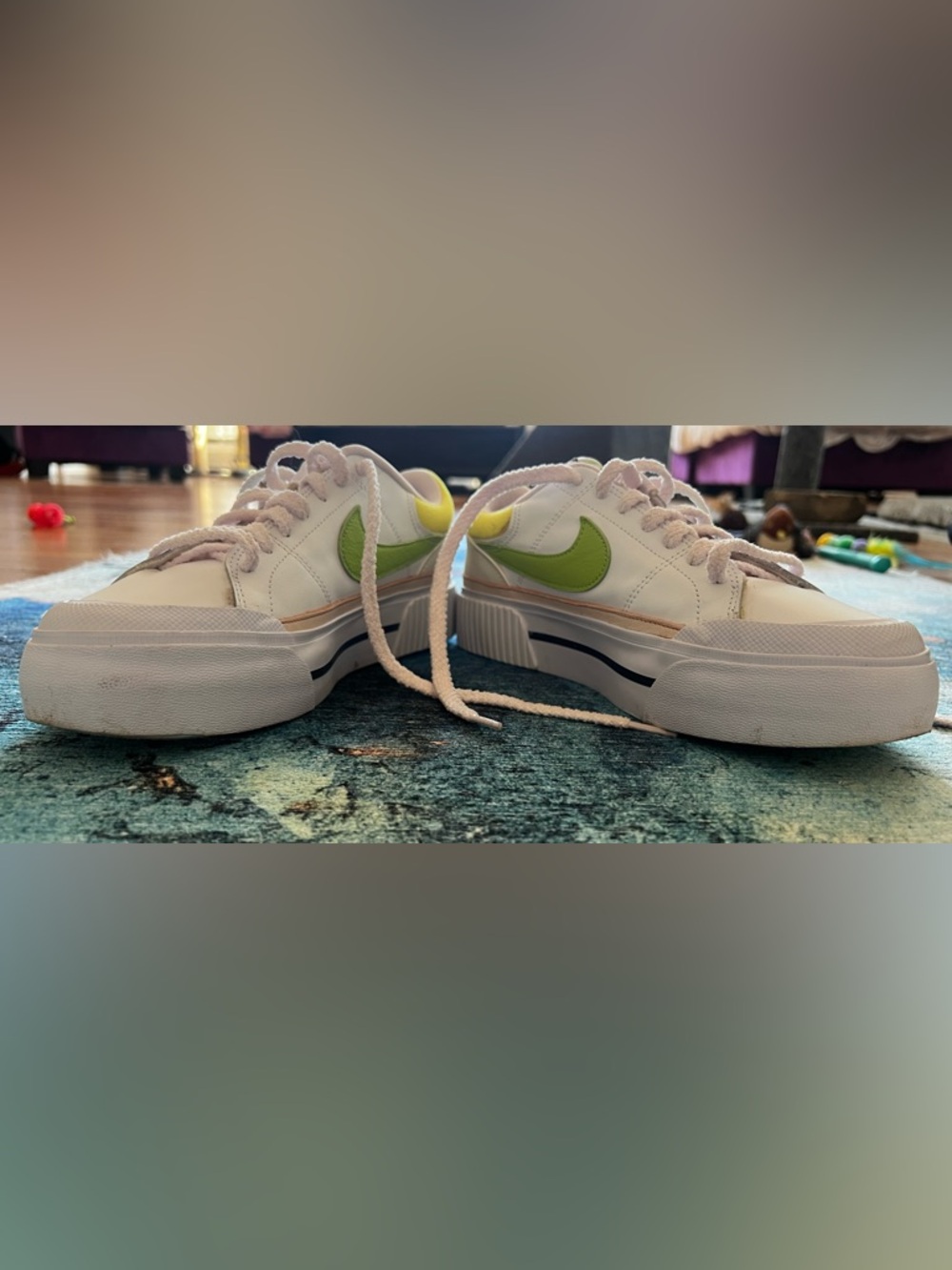 Nike feel love white with green swoosh